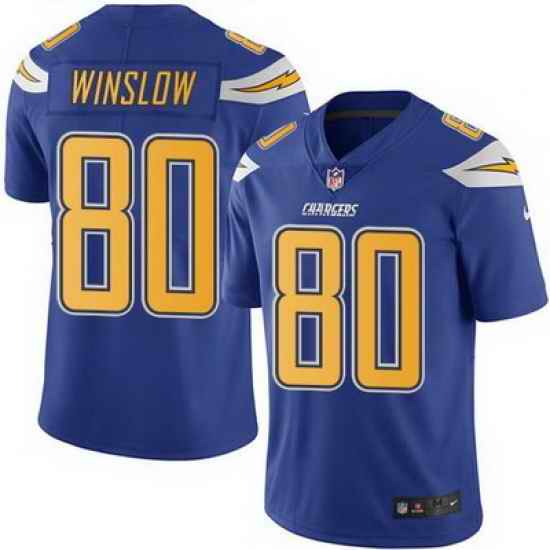 Nike Chargers #80 Kellen Winslow Electric Blue Mens Stitched NFL Limited Rush Jersey